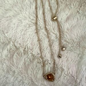 Kendra Scott Gold Necklace with Amber Pendant
